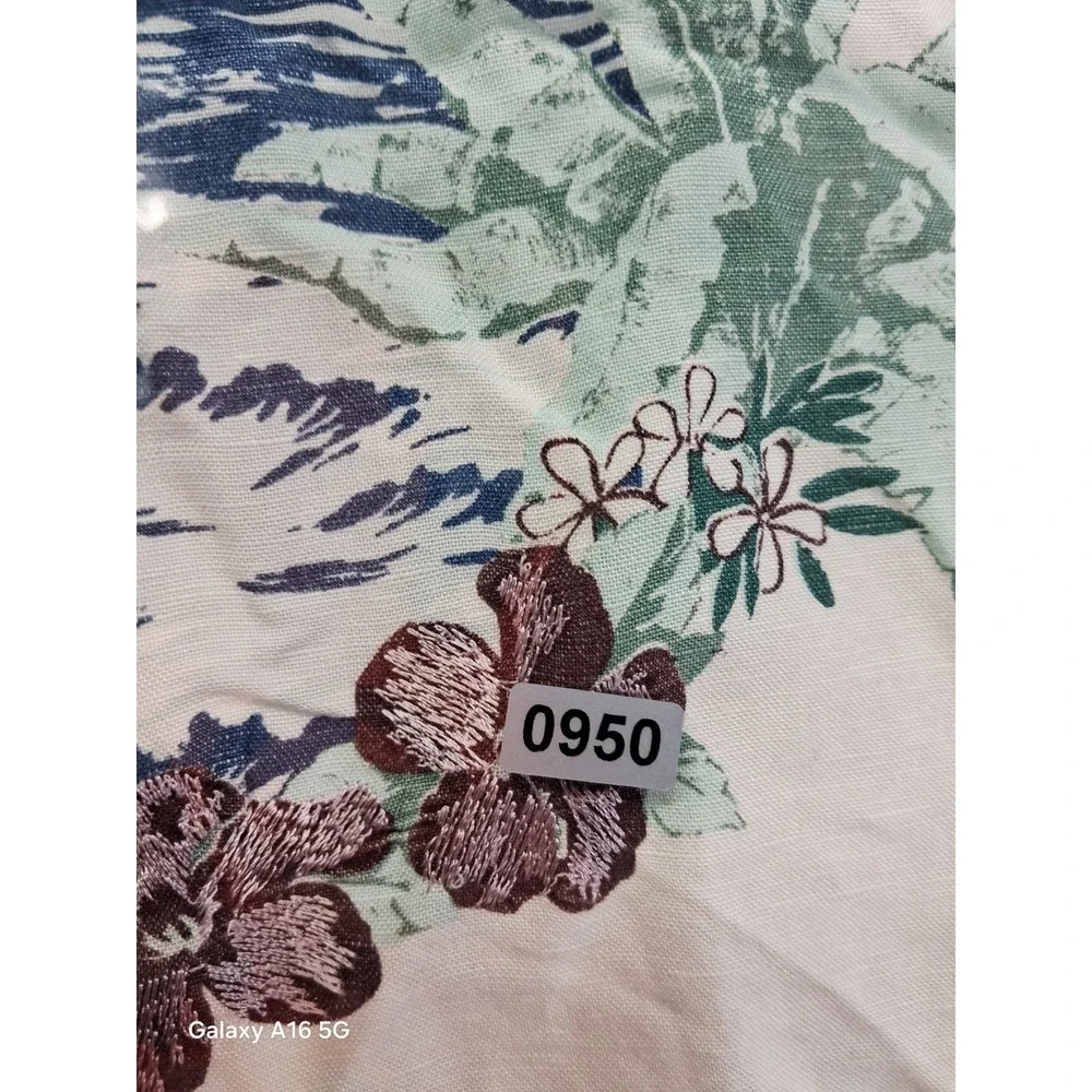 Cubavera Men Button Down White Shirt Linen/Rayon‎ Blend Embroidered Size XL